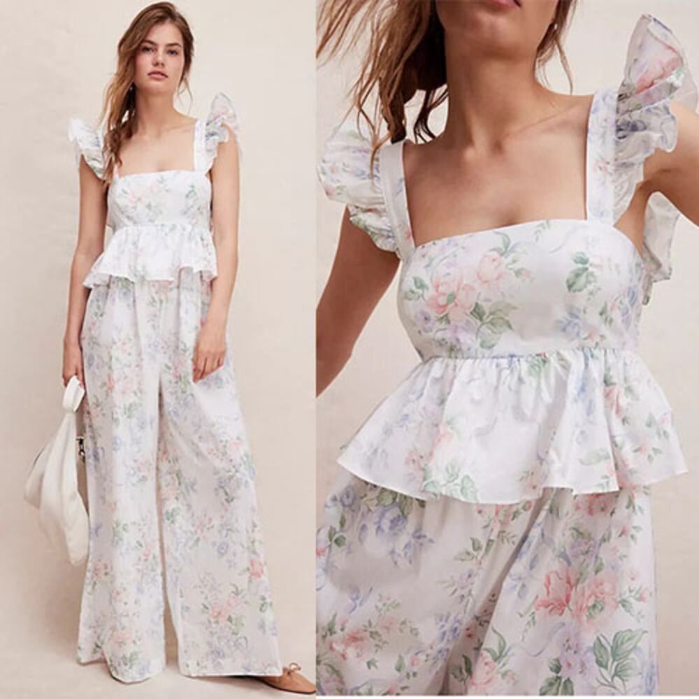 NWT Selkie Mrs. Darcy Weekender Sleeveless Jumpsuit Floral White Size: XS